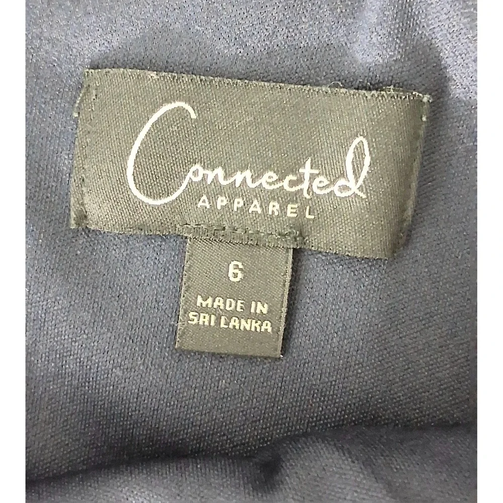 Connected Apparel Dress Size 6 Navy Purple Floral Sleeveless Lined Pre-owned